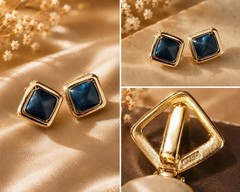 Vintage KJL Reversible Square Bezel Necklace and Clips