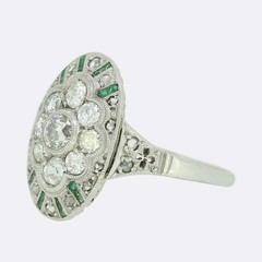 2Ct Art Deco Style Lab Created Diamond & Emerald Wedding 14K White Gold FN Ring