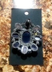 Vintage Silver Tone Purple Rhinestone Open Back Brooch Unmarked Pendant Pin