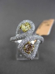 ESTATE LARGE 1.91CTW WHITE & YELLOW DIAMOND 18KT TWO TONE GOLD 3D COCKTAIL RING