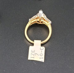 Vtg Sz 7 Ring Lg Teardrop Pear 4 Baguette Cubic Zirconia 18KGE Designer Jewelry