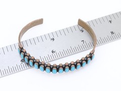 6.5″ Vintage WM Wheeler Turquoise Gemstone Copper Cuff Native Mexico Bracelet