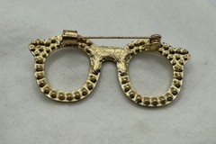 Gold Tone Eye Glasses Loads Of Sparkling Clear Rhinestones Brooch Pin