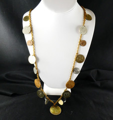 Vintage COIN Necklace Mixed Sizes Republic of Chile Silver Copper Tone