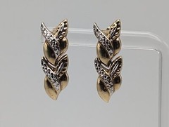 Large Vintage 10k White & Yellow Gold Wheat Stem Drop Earrings 10k Solid Multi