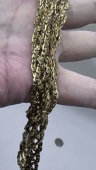 Vintage Heavy 29g Bold Gold Plated Triple Rope Chain Necklace 14″ Choker Shiny