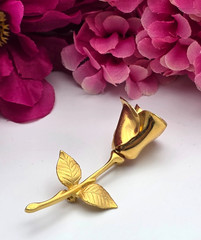 Vintage Gold Plated Rose Flower Brooch Pin Estate 2.5 In Romantic Floral