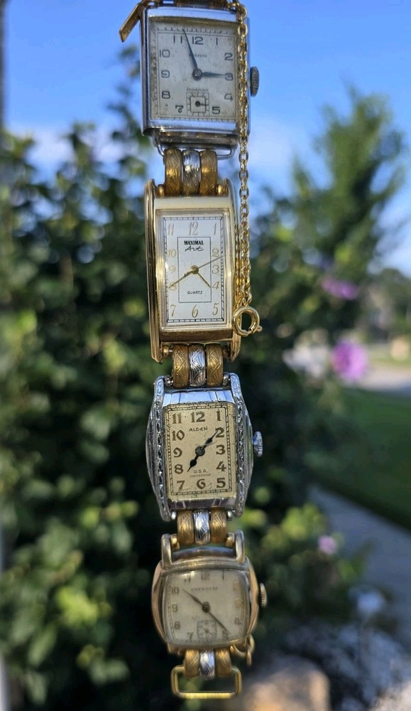 Vintage John Wind Maximal Art Watch Bracelet Multi Face Art Deco Assemblage 6.5