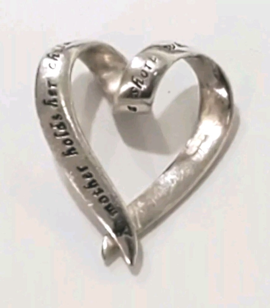 925 Sterling Silver Heart Pendant With A Mother’s Message 17 x 15 mm Vintage