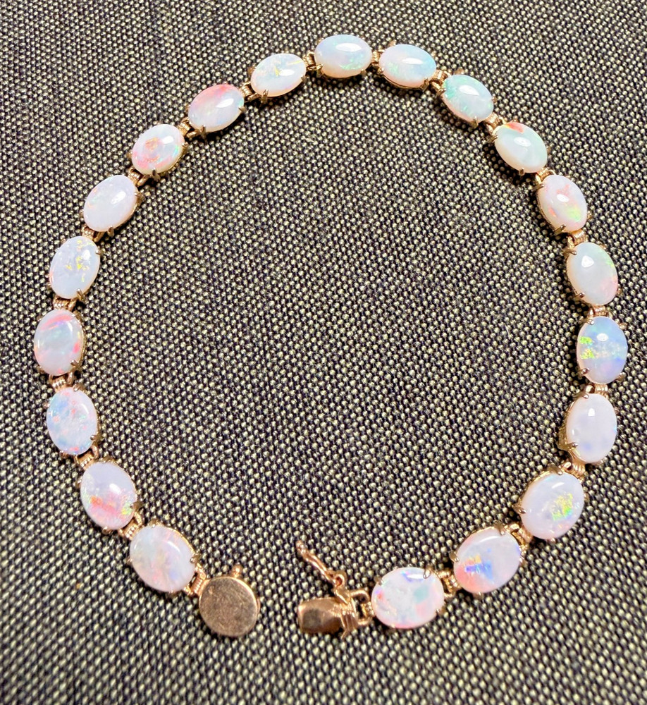 Vintage SOLID 14KT Gold Stamped 7″ Bracelet 5.2 Grams Opal New Old Stock