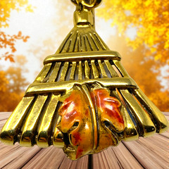 Vintage 1960’s Fall Autumn Brooch Pin Acorn Oak Leaf Rake Harvest Gift Box