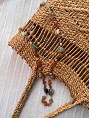 Vintage 70s Multi Gemstone Chunky Beggars Bead Necklace Raw Nugget Statement 31″