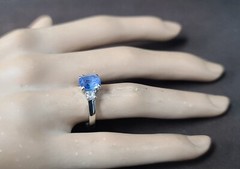 14K white gold engagement ring 2.21ct. Natural Untreated Blue Sapphire Cushion
