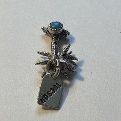 Vintage Sterling Silver Tucson Palm Tree Turquoise Charm Souvenir 21mm 2.42g
