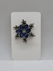 Vintage Blue Crystal Snowflake Brooch Pin – Sapphire Flower Silver Rhinestone