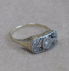 Antique 14K Yellow Gold and Platinum 5-Stone Diamond Ring Sz. 6.25 * JJ399