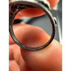 Vintage Lapis Lazuli Oval Filigree Silver Tone Women’s Cocktail Band Ring