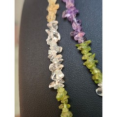 Citrine Peridot Amethyst Semi-Precious Gemstone Bead Necklace Vintage 32in