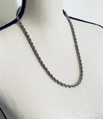 Vintage Avon French Rope Twist Necklace 22 inch Silver Tone Hip-Hop Minimalist