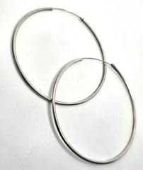 Extra large thin vintage sterling silver 1 and 7/8ths” inch threaded hoop earrin
