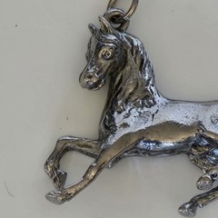 VTG Silver Tone Alloy Running Prancing 3D Cast Horse Equestrian Necklace Pendant