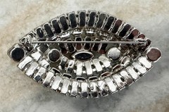 VTG Hollywood Regency brooch marquise-cut round rhinestones 3″ shimmers