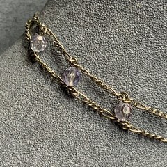 Ladder Beaded Choker Necklace 12 In Silver Clear Purple Iridescent Faceted Retro