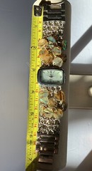 Vintage Mesh Chain And Abalone Fashion Watch Mother Of Pearl Face Quartz Works
