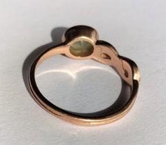 Vintage Rose Gold Plated Silver & Prehnite Ring, Infinity Theme, P (17.75 mm)