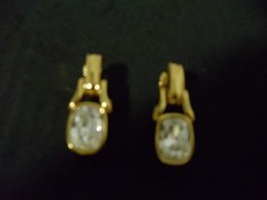 SWAROVSKI EARRINGS CLEAR CRYSTAL RHINESTONE CLIP ON GOLD TONE SWAN MARKED