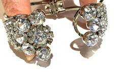 JULIANA Delizza & Elster Clear Rhinestone HUGE Clamper Bracelet Vintage-PRISTINE