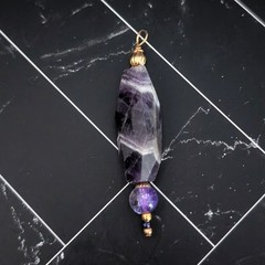 Vintage Pendant Large Statement Purple & Gold Tone – No Chain Included