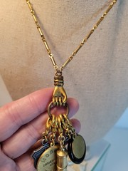 Maximal Art John Wind Charm Necklace 4 Charms Gold Toned Metal