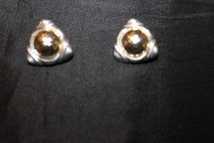 PBD Peter Brams Design Triangle Shape 14kt Yellow Gold and Sterling Earrings 1″L