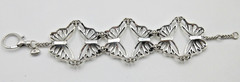 VTG MODERN? SIGNED FOSSIL 7.5″ butterfly STATEMENT bracelet blue silver tone mtl