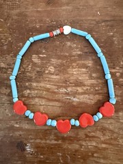 Vintage Flying Colors Ceramic Heart Necklace Beads