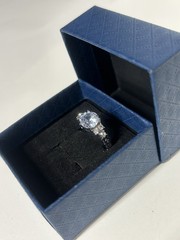 Vintage Cubic Zirconia Ring Silver Plated Womens Size 7