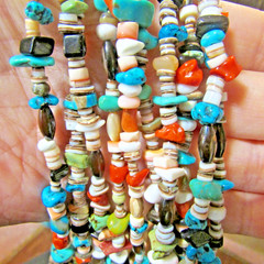 VTG. SW 5 STRAND BEADED NECKLACE W/JACKLAS, & SQUAW WRAP 23 ” LONG