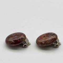 Beautiful vintage petrified wood natural stone clip earrings