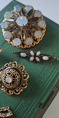 Vintage Opaline Glass Opal & Aurora Borealis Jewelry Lot