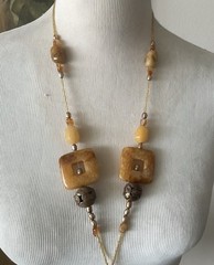 Unique Vintage Artisan Asian Style Multi-Material 42” Necklace