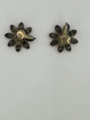 Vintage B.N. Signed Gold Tone Pink Enamel Pink Rhinestone Screw Back Earrings