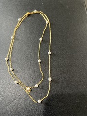 Nolan Miller Necklace Faux Pearl Gold Tone Chain Signed 30 In