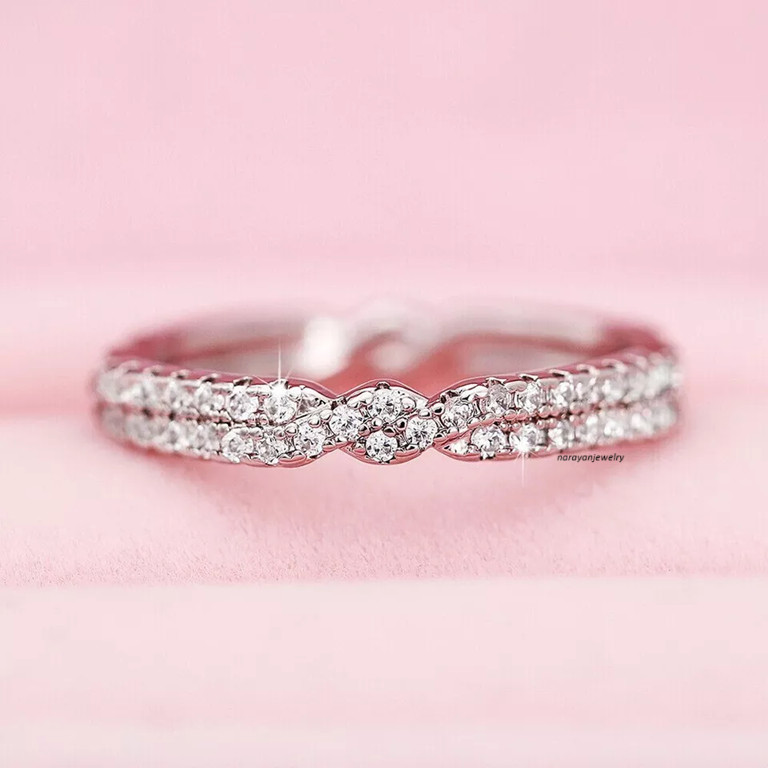 1.00Ct Round Cut Moissanite Anniversery Band Bridal Ring 14K Gold Plated Silver