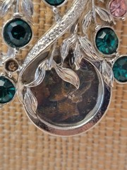 Vintage Necklace With 1945 Mercury Dine Set In A Silvertone Rhinestone Pendant