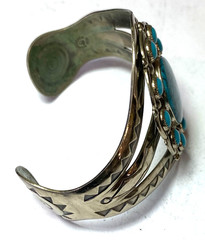 Nickel Silver Bell Trading Faux Turquoise Cuff Bracelet 52mm 6-3/4″ Wrist