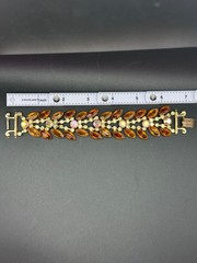 VTG Juliana Style Topaz Amber Rhinestone 5 Link Bracelet 7″ Mid Century Unsigned