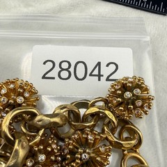 Vintage J Crew Bracelet Pom Pom Gold Tone Rhinestone 6.5”