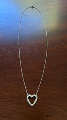 Antique Vintage Diamond Heart Pendant 14k White Gold