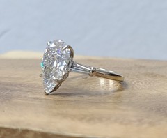 14k White Gold Engagement Ring 4.01ct Lab Grown Diamond Pear Shape IGI Cert